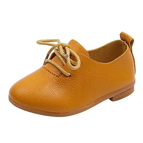 Produktbild: Generisch - und Herbstmode, niedlich, Mädchen, Freizeitschuhe, einfarbig, runde Zehen, Schnürschuhe Schnürboots Kinder (Yellow, 27.5 Toddler)