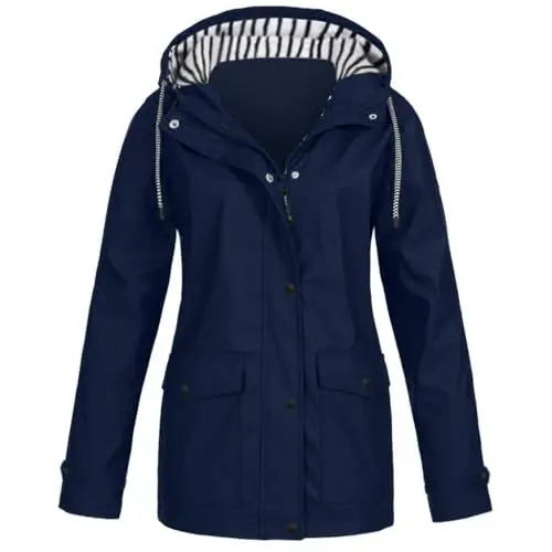 Produktbild: Generisch sale angebote damen, Regenjacke Damen Wasserdicht Atmungsaktiv Winddichter Regenmantel Fahrrad Kapuze Leichte Windbreaker Windjacke Wandern Trenchcoat, sonderangebote schnäppchen