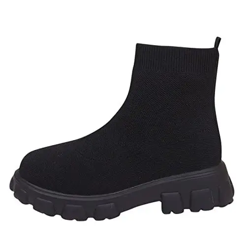 Produktbild: Generisch artikel unter 1 euroStiefel Damen Kniehohe Damen Westernstiefel Damen Flach Rutschfeste Laufsohle Casual Spitze Zehe Klobiger Blockabsatz Wi 3 euro artikel
