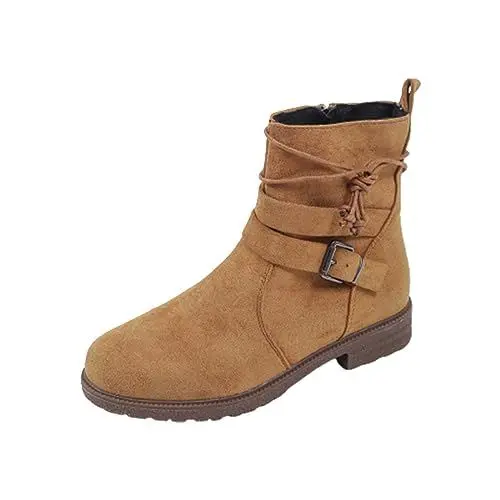 Produktbild: Generisch artikel unter 5 euroStiefel Damen Casual Langschaft Boots Winterschuhe Damen Flach Rutschfeste Laufsohle Casual Spitze Zehe Klobiger Blockab deals of the day