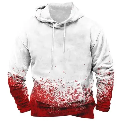 Produktbild: Generisch befristetes Angebot, Halloween Hoodie Herren Kapuzenpullover Bloody Stained Bedrucktes Halloween Kostüm Horror Sweatshirt Blutspritzer Muster Oberteile, Damenmode Black Friday