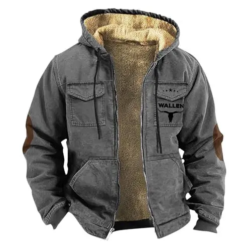 Produktbild: Generisch blitzangebote Winterjacke Herren Warme Fleecejacke Militärjacke Lässige Gefütterte Cargojacke Strickjacke Thermo Outdoorjacke Übergangsjacke Winter Mit Taschen