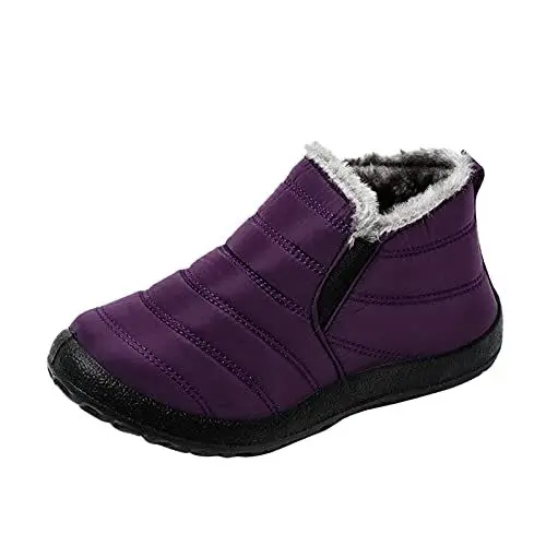 Produktbild: Barfuß Gummistiefel Damen Schwarze Warm Winter Kurz- Wasser- Schnee Männer Frauen Flat samt Paar Stiefel für Frauen Gummistiefel Gelb Damen Damen Schuhe Stiefeletten (Purple, 42)