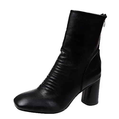 Produktbild: Generisch damenmode saleStiefel Damen Schwarz Casual Langschaft Boots Winterschuhe Damen Chelsea Mit Rutschfest Sohle Elegant Klobiger Blockabsa sonderangebote & restposten