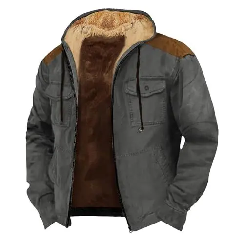 Produktbild: Generisch daunenjacken Fleecejacke Herren Jacke Kapuzenjacke Herren Blouson Einfarbiger Fleece Winterjacke ReißVerschluss Winter Warm Rundhals übergangsjacke Bequem Fit Trainingsjacke wintermantel