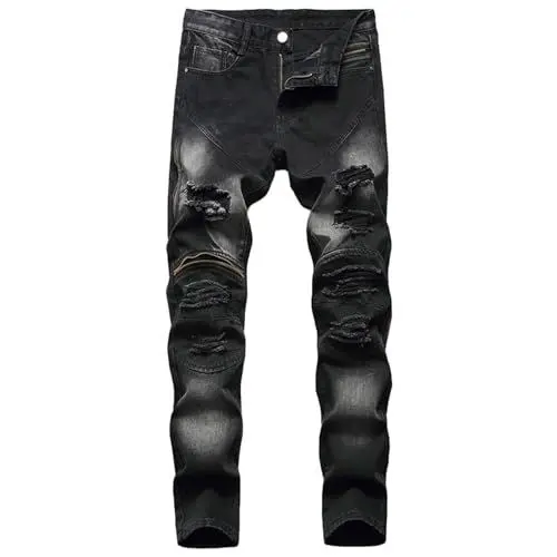 Produktbild: Generisch für Herren Schlag Jeans aus 100 Baumwolle mit ausgestelltem weitem Bein Gürtel Reißverschluss Arbeitshose Jeans Jeans Straight Herren 38/34 7/8 Jeans