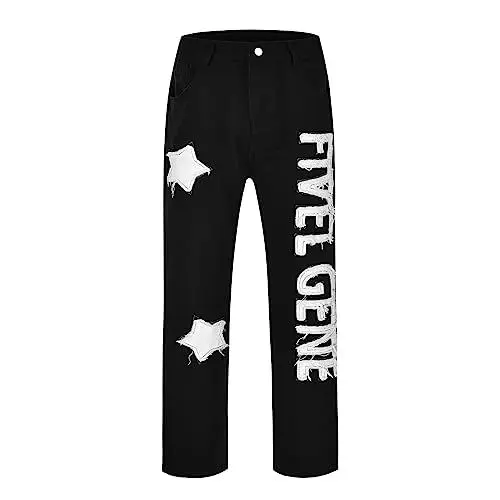 Produktbild: Generisch für Herren Schlag Jeans aus 100 Baumwolle mit ausgestelltem weitem Bein Gürtel Reißverschluss MäNner Jeans Herren Jeans Slim Fit Stretch Grau Herrenhose Schwarz Elegant