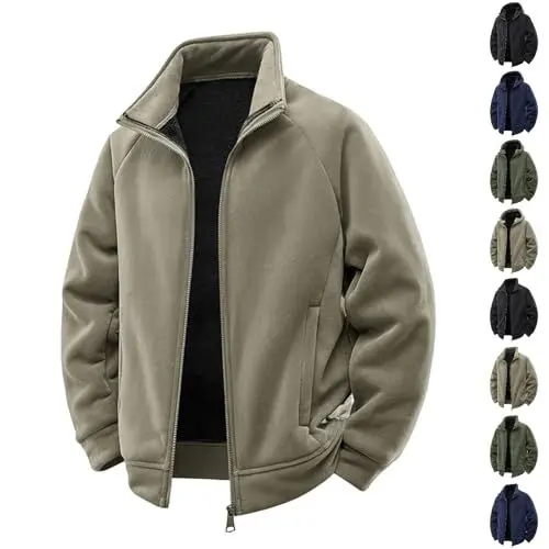 Produktbild: Generisch jacke Fleecejacke Herren Jacke Winterjacke Herren Winter Fleece Softshelljacke Einfarbiger Warm Kapuzenjacke übergangsjacke Blouson Trainingsjacke Bequem Fit Sweatjacke revolution race
