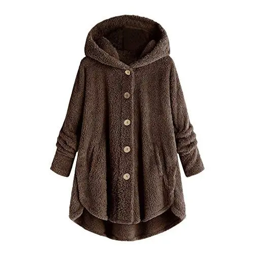 Produktbild: YCBMINGCAN Teddyjacke Damen Warm Fleecejacke Teddy-Fleece Warm Herbst Reißverschluss Plüschjacke Bequeme Flauschige Elegant Teddyjacke Damen Teddy Plüschjacke Mantel Kapuzenjacke