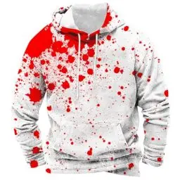 Produktbild: Generisch tagesangebote Heute, Halloween Hoodie Herren Kapuzenpullover Bloody Stained Bedrucktes Halloween Kostüm Horror Sweatshirt Blutspritzer Muster Oberteile, Black Friday Angebote 2024