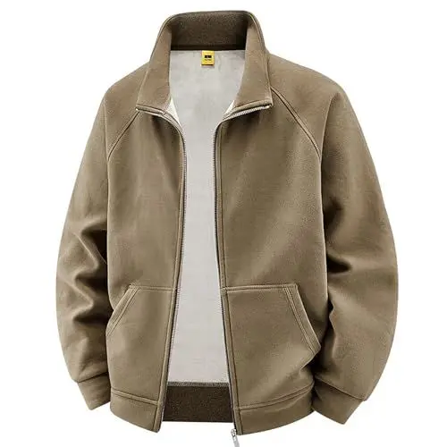 Produktbild: Generisch laufjacke herren Fleecejacke Herren Jacke Sweatjacke Blouson Einfarbiger Fleece Softshelljacke Mit ReißVerschluss Winter Warm Rundhals Bomberjacke Bequem Fit übergangsjacke herbstjacke