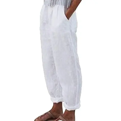 Produktbild: Generisch leichte Sommerhose Damen 7/8 leinen Sommerhosen Damen leicht und luftig elegant Stoffhose Damen Sommer Baumwolle Freizeithose Baumwolle leinen Damen Leinenhose Damen Sommer Long