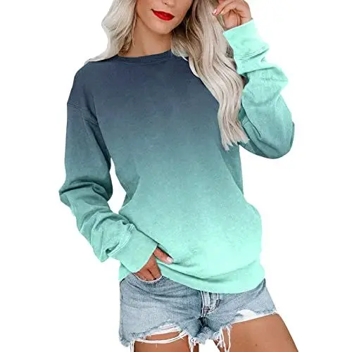 Produktbild: Generisch Pullover Damen, Oversize Hoodie, Langarm Sweatshirt, Rundhalsausschnitt Sweatjacke, Farbvarianten Oberteile, Kuschel Leicht Tops, Langarmshirt Sport Style Casual Übergangs Hoody Oberteile