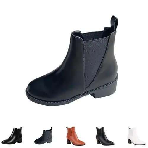 Produktbild: Generisch meine bestellungen anzeigenStiefeletten Damen Casual Runde Zehe Winterstiefel Damen Einfarbige Mid Calf Cowboy Stiefel Damen Chelsea Mit Rutschfest 1 euro artikel