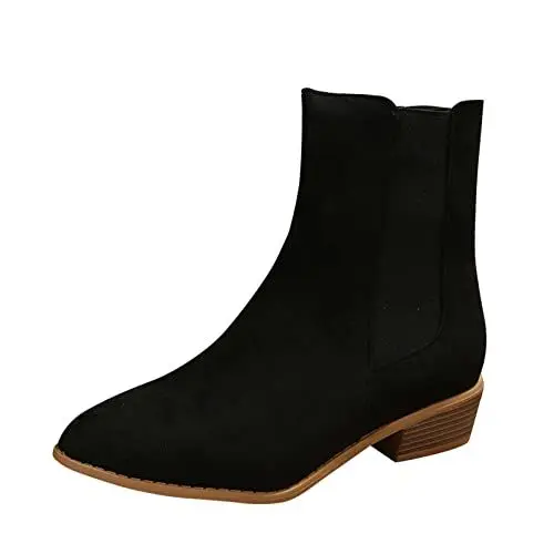 Produktbild: Generisch CowboyStiefel Herren Plateau Stiefel Boots, einfarbig, spitzer seitlicher Reißverschluss, Dicke Ferse, Kurze Stiefel Stiefel Damen Mit Absatz Stiefel Herren Mode (Black, 42)