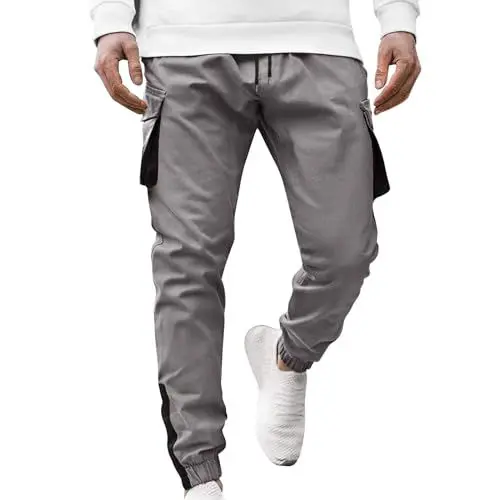 Produktbild: Generisch modische Stretch-Denim-Hose mit Mehreren Taschen Denim-Jeans mit Schnalle Stretch Chino Hose Herren Cargo Pants Pink Arbeitshose Baumwolle Herren Herren Stoff Hosen Modern