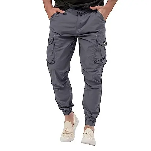 Produktbild: Generisch modische Stretch-Denim-Hose mit Mehreren Taschen Denim-Jeans mit Schnalle Winter Hosen Herren Warm Cargo Hose 7/8 Herren Zip Fleece Taktik Hose Bequeme Herrenhose