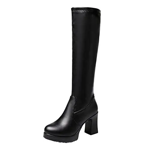 Produktbild: Generisch on schuhe damen sale Langschaft Stiefel Damen Weiter Schaft Damen Flach Rutschfeste Laufsohle Fashion Spitze Zehe Chelsea same day lieferung produkte 1 cent artikel