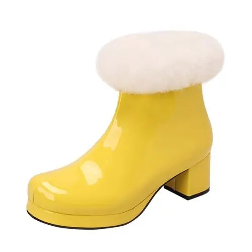 Produktbild: Generisch on schuhe damen sale Stiefel Damen Damen Flach Rutschfeste Laufsohle Elegant Klobiger Blockabsatz Spitze Zehe Langschaft sale damen bekleidung herren laufschuhe sale