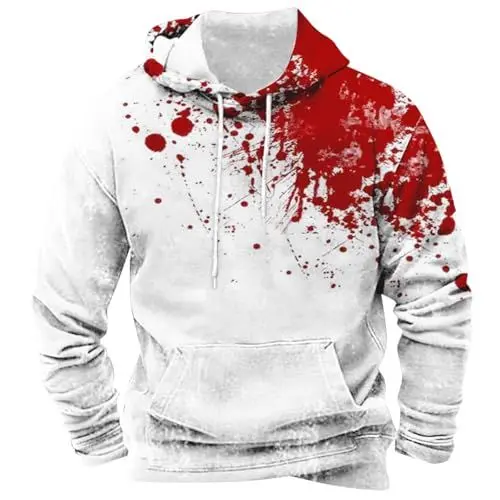 Produktbild: Generisch osterangebote Damen, Halloween Hoodie Herren Kapuzenpullover Bloody Stained Bedrucktes Halloween Kostüm Horror Sweatshirt Blutspritzer Muster Oberteile, Black Friday Weihnachten