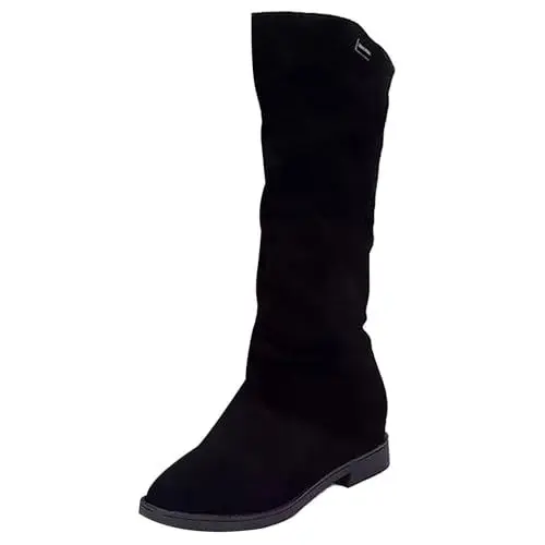 Produktbild: FNKDOR Winterstiefel Damen Gefüttert Boots Schuhe Winterschuhe Halbschaft Wildlederstiefel Schlupfstiefel (Black, 39)