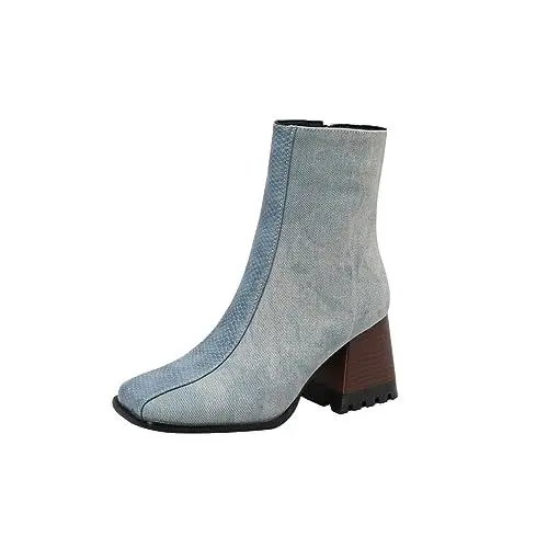Produktbild: Generisch sale angeboteWinterstiefel Damen Einfarbige Mid Calf Cowboy Stiefel Damen Flach Rutschfeste Laufsohle Casual Spitze Zehe Klobiger Blo 4 euro artikel