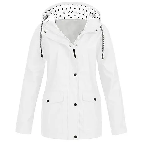 Produktbild: Generisch schwarze regenjacke damen Regenjacke Damen Lang Wasserdichte Jacke Atmungsaktiv Regenmantel Softshelljacke mit Kapuze Einfarbig Windbreaker GroßE GrößEn ledermantel