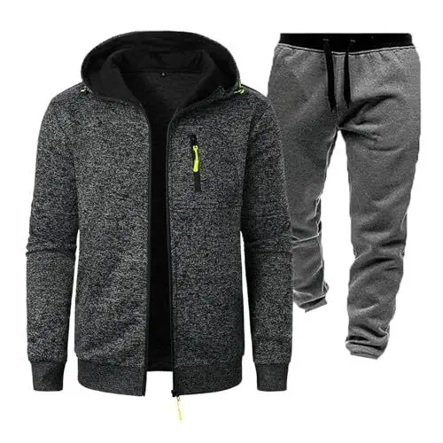 Produktbild: Generisch sonderangebote & Restposten, Herren Trainingsanzug Set Jogginganzug Sportanzug 2-Teiliges Atmungsaktiv Sportlich Tracksuit mit Reißverschluss Tasche, Mantel Damen Sale