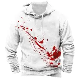 Produktbild: Generisch sonderangebote schnäppchen, Halloween Hoodie Herren Kapuzenpullover Bloody Stained Bedrucktes Halloween Kostüm Horror Sweatshirt Blutspritzer Muster Oberteile, Black Friday Angebote 2024
