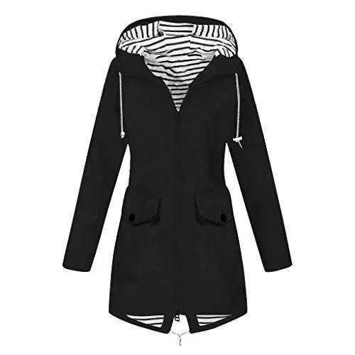 Produktbild: Generisch sonderangebote schnäppchen, Regenjacke Damen Wasserdicht Atmungsaktiv Winddichter Regenmantel Übergangsjacke Kapuze Windbreaker Trenchcoat 2024 Windjacke, black friday angebote 2024
