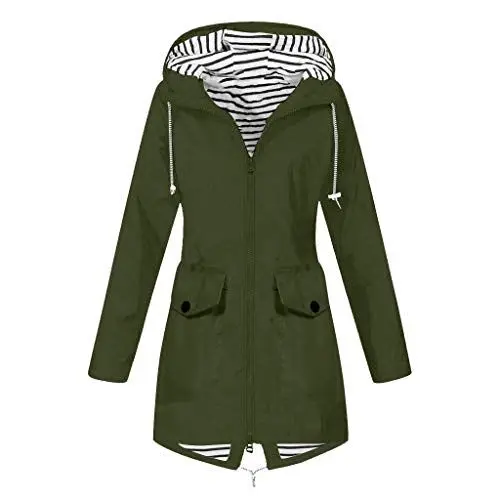 Produktbild: Generisch damen sale angebote, Regenjacke Damen Wasserdicht Atmungsaktiv Winddichter Regenmantel Übergangsjacke Kapuze Windbreaker Trenchcoat 2024 Windjacke, black friday frauen