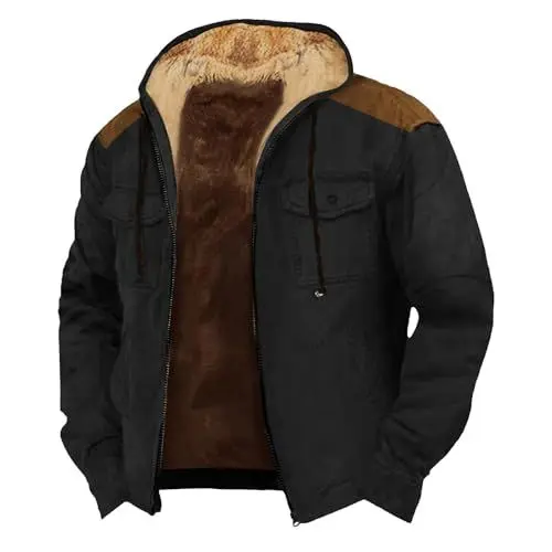 Produktbild: Generisch trenchcoat herren Fleecejacke Herren Jacke Kapuzenjacke Blouson Einfarbiger Fleece Winterjacke ReißVerschluss Winter Warm Rundhals übergangsjacke Bequem Fit Trainingsjacke übergangsjacke