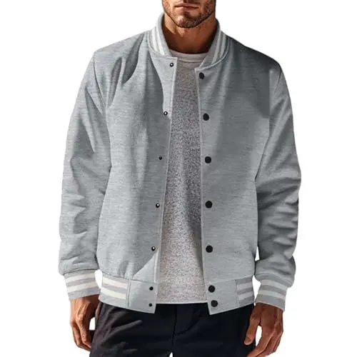 Produktbild: Generisch trenchcoat herren Sweatjacke Herren Jacke Winterjacke Mit Multi Taschen Winter Rundhals Softshelljacke Button Blouson Farbblock Warm Bomberjacke Bequem Fit Übergangsjacke