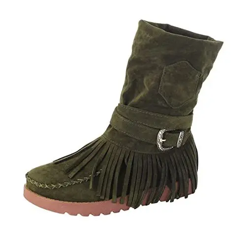 Produktbild: Generisch warehouse deal Winterstiefel Damen Einfarbige Mid Calf Cowboy Stiefel Damen Flach Rutschfeste Laufsohle Elegant Klo damenschuhe sommer sale damen sandalen sale