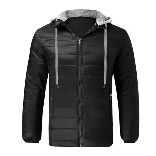 Produktbild: Generisch warehouse deal retourenware, Winterjacke Herren Daunenjacke mit Kapuze Softshelljacke Basic Jacke Steppjacke Winter Kapuzenjacke Übergangsjacke Baumwolle Kleidung, blitzangebote