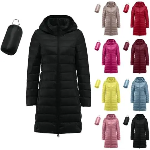 Produktbild: Generisch wintermantel damen Wintermantel Lang Daunenmantel Warm Steppmantel Winter Winterjacke Mantel Leicht Daunenjacke Steppjacke mit Kapuze Outdoor Parka Puffer Jacke übergangsjacke damen