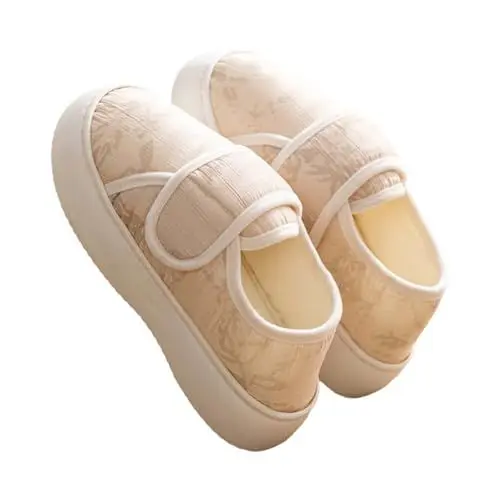 Produktbild: generisch Halloween Weihnachtspantoffeln Urlaubspantoffeln Hausschuhe Slipper für Frauen Flauschige Hausschuhe für drinnen und draußen Schwarze Schuhe Damen Stiefeletten (Beige, 40)