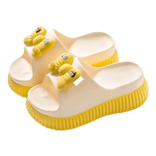 Produktbild: generisch Hausschuhe Damen Sommer Dicke Sohlen Tragen Mode Bogen Niedlichen Damen High Heels Hausschuhe Hause Hausschuhe Sexy Schuhe Damen 37 (Yellow, 40)
