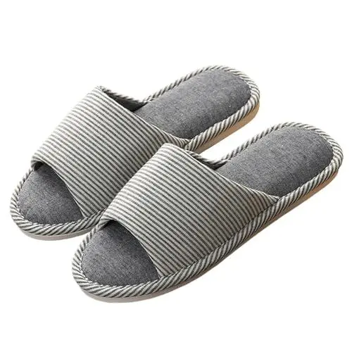 Produktbild: generisch Hausschuhe für Männer und Frauen, rutschfeste Hausschuhe aus Baumwollleinen für drinnen und draußen, Hausschuhe, Sandalen mit offener Spitze, atmungsaktive Schuhe für das Schuhe (Navy, 40)