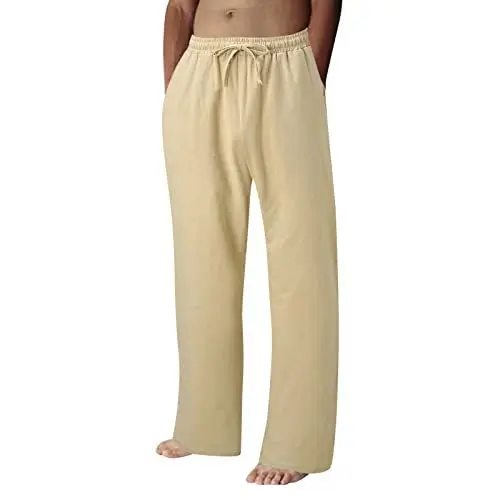 Produktbild: generisch Hosen Baumwollhose solide Lace-up-Freizeitfarbe Herren Summer Pouch Herrenhose Karottenhose Herren (Khaki, XXL)