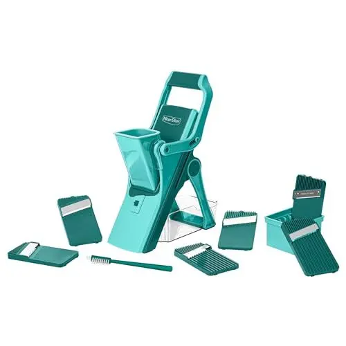 Produktbild: Genius Gemüseschneider Nicer Dicer Mando 12tlg., Gemüsehobel, Gemüse Schneider, Gurkenhobel, Mandoline Vegetable Chopper mit 6 austauschbaren Klingen, Küchenhobel für Scheiben Julienne Streifen