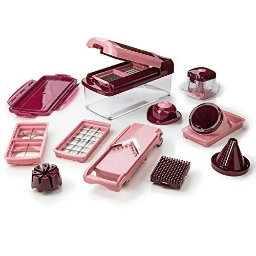 Produktbild: Genius Nicer Dicer Fusion Smart Set 16 Teile - Gemüseschneider & Spiralschneider zum Gemüse schneiden mit Twist, Slicer, Julietti aus TV-Werbung - Ideal als Chopper Gemüsehobel