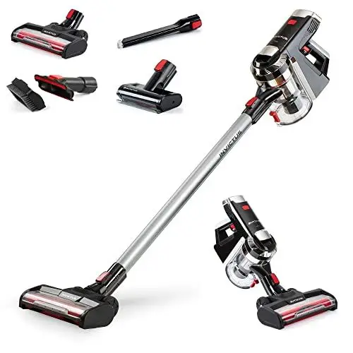 Produktbild: Genius Invictus X9 Set 14-teilig Akku-Staubsauger - Akkusauger mit Mini-Elektrobürste, Hochleistungs-BLDC Motor, Ladestation | freistehend HEPA 25,2V 380W kabellos beutellos, A28142, Schwarz