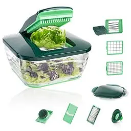 Produktbild: Genius Nicer Dicer Chef (15 Teile) | Obstschneider, Gemüseschneider, Zwiebelschneider, Zerkleinerer, Gemüsehobel, Mandoline, Grün