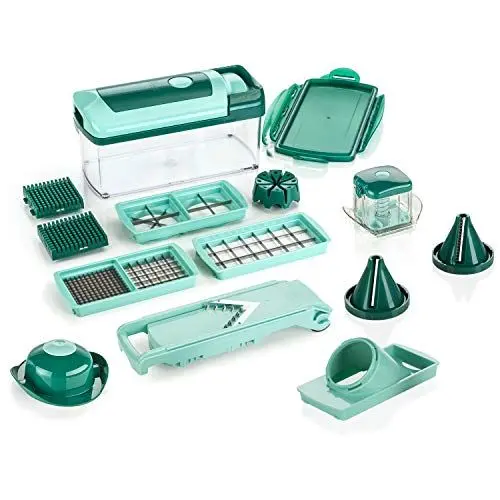Produktbild: Genius Nicer Dicer Fusion Julietti | 16 Teile | Alles-Schneider | inkl. Slicer, 26.5 x 11.5 x 14.5 cm, Mintgrün