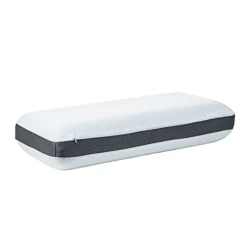 Produktbild: Genius eazzzy 3-in-1 Schaumkissen 40x80 cm Höhe 15cm - Nackenstützkissen mit Mehreren Härtegraden + kühlender Gelschaum - Schlafkissen für Seiten- Rücken- & Bauchschläfer, Weiß