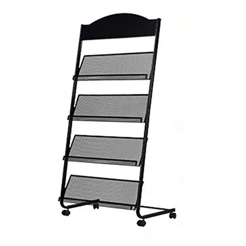 Produktbild: GENMO Stehender Zeitschriftenständer Informationsständer Lagerregal Zeitungsständer Display Rack Manuelles Buchregal Einzelseite Einfaches Eisen (Schwarz)