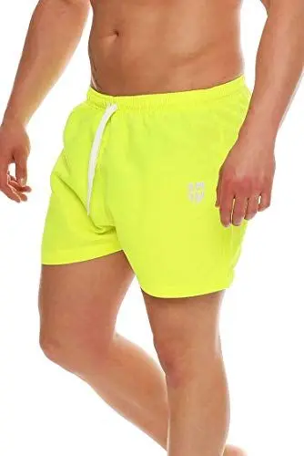 Produktbild: Gennadi Hoppe Herren Badeshorts Männer Badehose Jungen Schwimmhose Schwimmshorts Boardshorts Bademode Swimming Wasser Shorts sportlich leicht lässig klassisch modern stylisch kurz neon gelb 4XL H7967