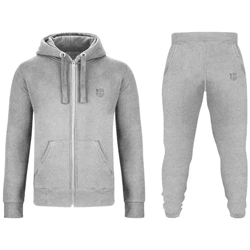 Produktbild: Gennadi Hoppe Herren Trainingsanzug Sportanzug Männer Jogginganzug Sweatanzug Track Suit Freizeitanzug Baumwolle weich kuschelig dehnbar bequem warm sportlich lässig modern hellgrau H6383 L