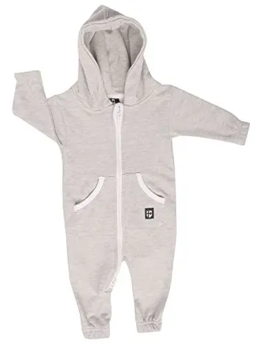 Produktbild: Gennadi Hoppe Baby Jumpsuit Strampler Mädchen Einteiler Jungen Overall Babyanzug Schlafanzug Spielanzug Bodyanzug Onesie Body Baumwolle weich süß niedlich schlicht leicht bequem hellgrau H7897 50